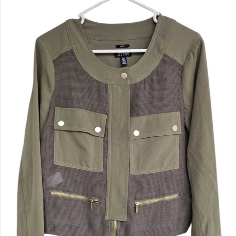 Jones New York Olive and Brown Utility Jacket